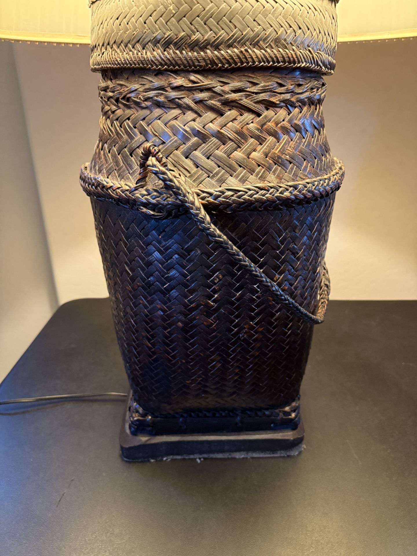 Steve Chase Woven Ginger Jar Basket Table Lamp