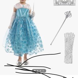 Brand New Dazzle Princess Bundle Dress Up Costume Party Outfits with Gloves, Wand, and Soft Crown Age 4-6