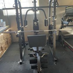 Vesta Fitness Smith Machine 2001 w/Bench Attachment | 230lb Bumpers Weights | 7ft Olympic Bar | Fitness | Gym Equipment | FREE DELIVERY 🚚 