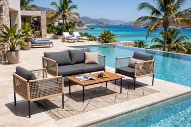 4-Piece Rope-Wrapped Outdoor Patio Furniture Set - U9TJ