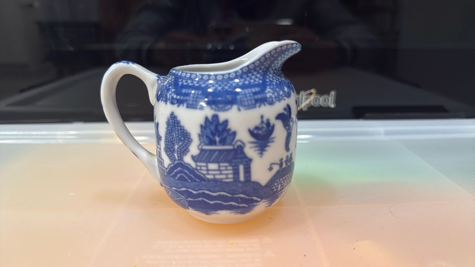 Antique Porcelain Blue Willow Creamer 