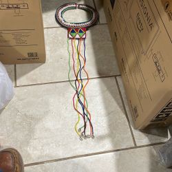 Vintage Indian Necklace Made From Leather And Beads.