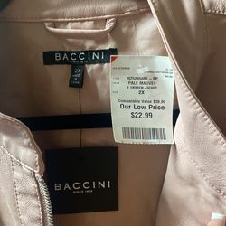 NWT Womens Plus Size Pale Pink Leather Jacket 2XL