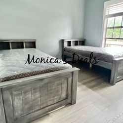 2 Twin Solid Wood Beds With Mattresses $700