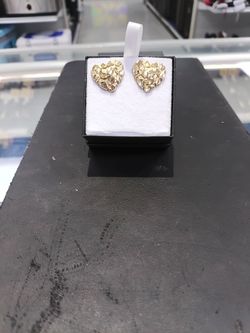 Gold Heart Nugget Stud Earrings