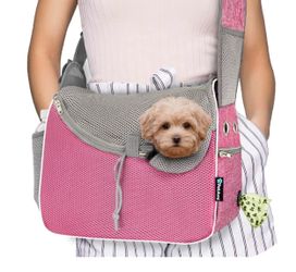 Pet carrier bag pink and gray