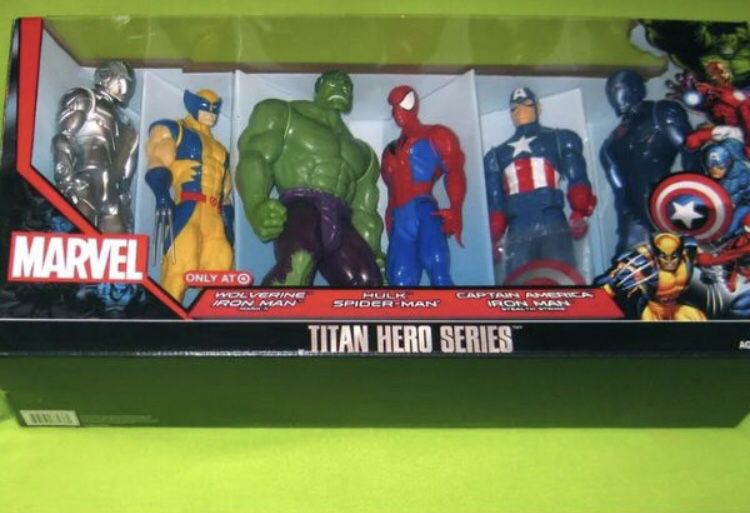 Marvel 6 pack 12" Action Figures Titan Hero Series Spider-Man, Captain America, Hulk, Wolverine, and IronMan (2versions)