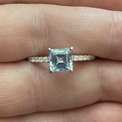 Blue Topaz Ring 925 Sz 8 