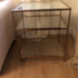 Glass Table With Gold Trim 22 Inches, Wide 18 Inches Depth And 26 Inches High