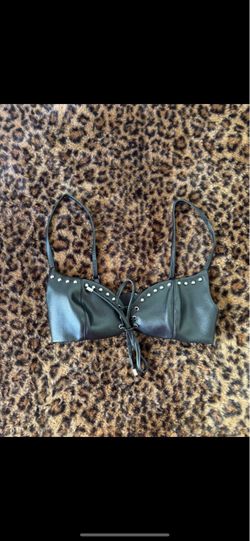 good american black leather corset top🖤
