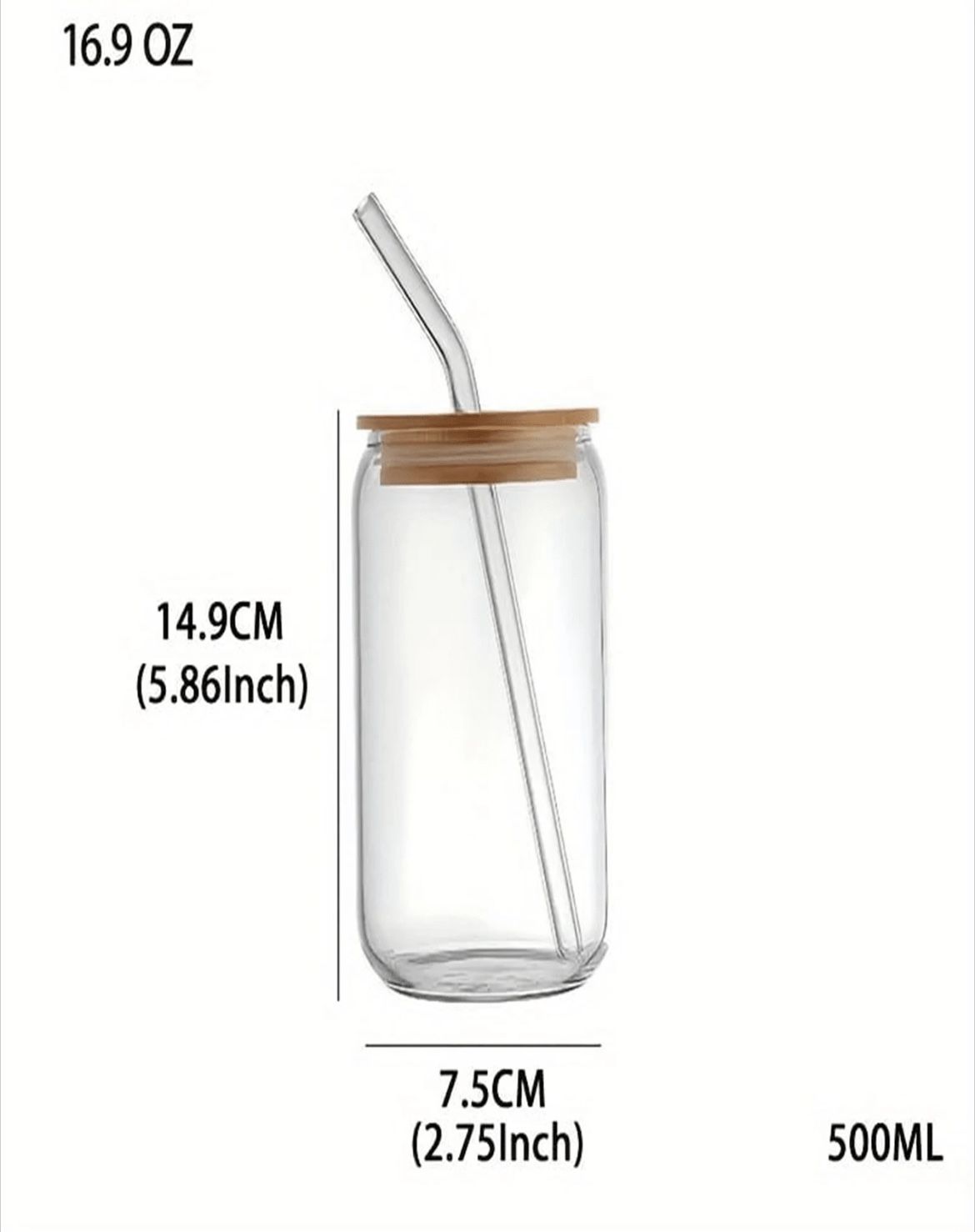1pc, 500ml, Glass Straw Cup With Lid, Can Shaped Water Cup, Ice Coffee Cup, Suitable For Beer, Juice, Milk, Beverages, Tableware, Coffee Shop, Holiday