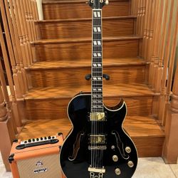 Glen Burton Hollow Body Electric Guitar (Mint) W/ Orange Crush 12 Amp (Brand New) 