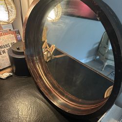 Round Wooden Mirror 