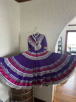Girls Purple Folklorico Dance Dress