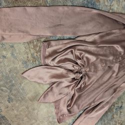 Express Blush Button-Up Silk Long Sleeve Blouse Size S