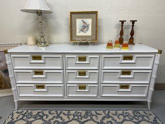 Lacquered Stanley Furniture Faux Bamboo Triple Dresser