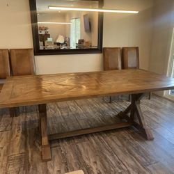 Dining Table + 4 Leather Chairs + Mirror