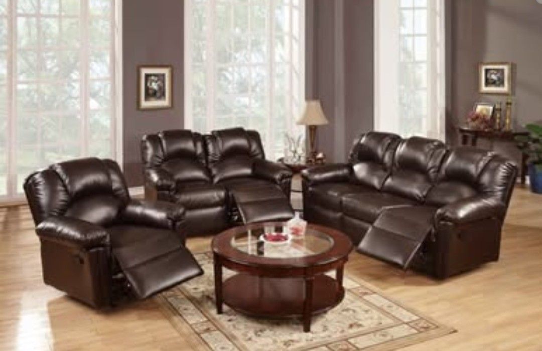 SPECIAL/3pcs Manuel Recliner (chair,loveseat,sofa) set(WAS:$1,100)