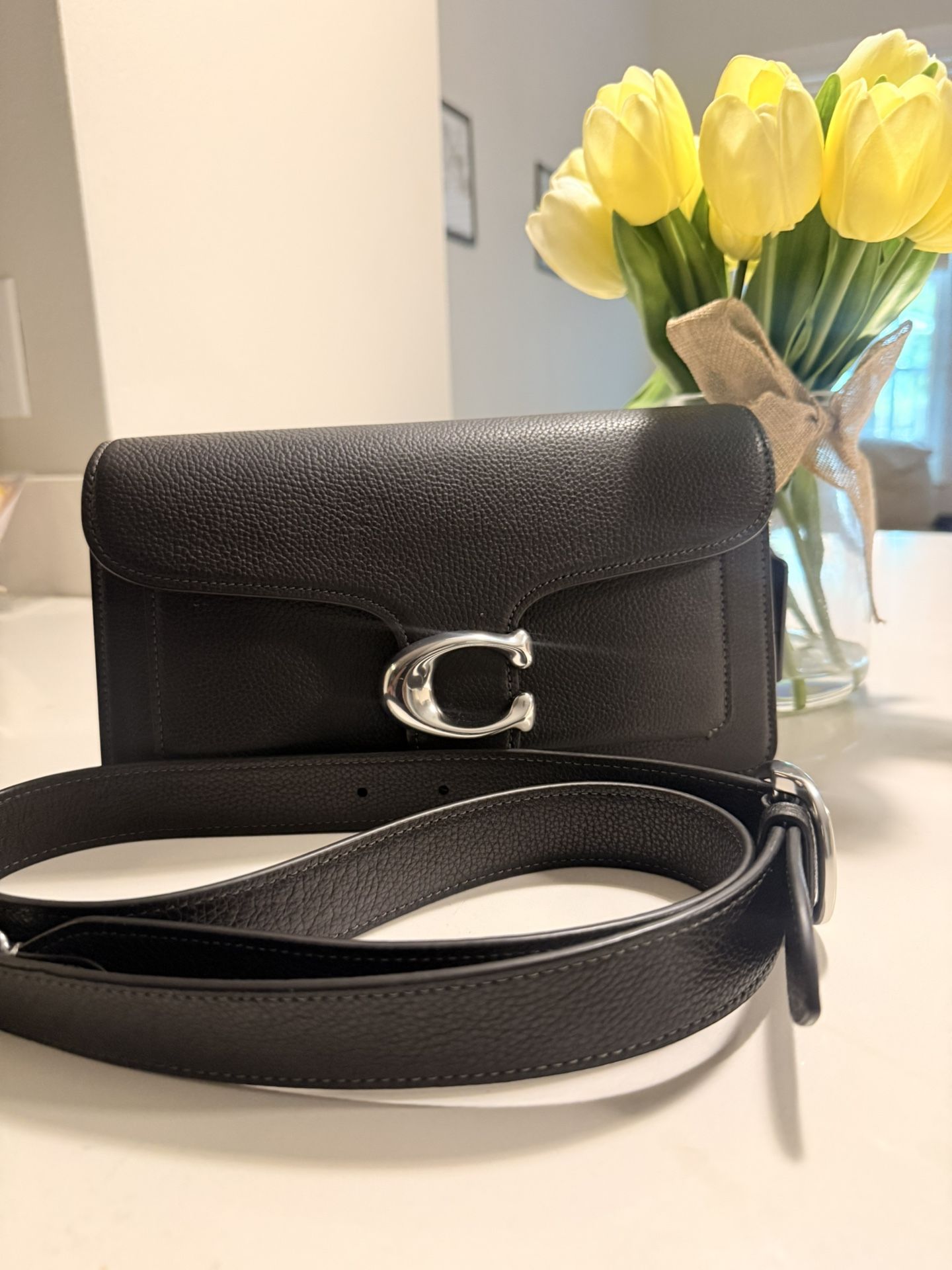 Coach Tabby 26 Black Leather and Silver Hardware