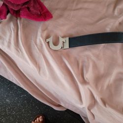 Men's Size 36 Or 34 True Religion Belt Silver Buckle Brand New Reversible Buckle 