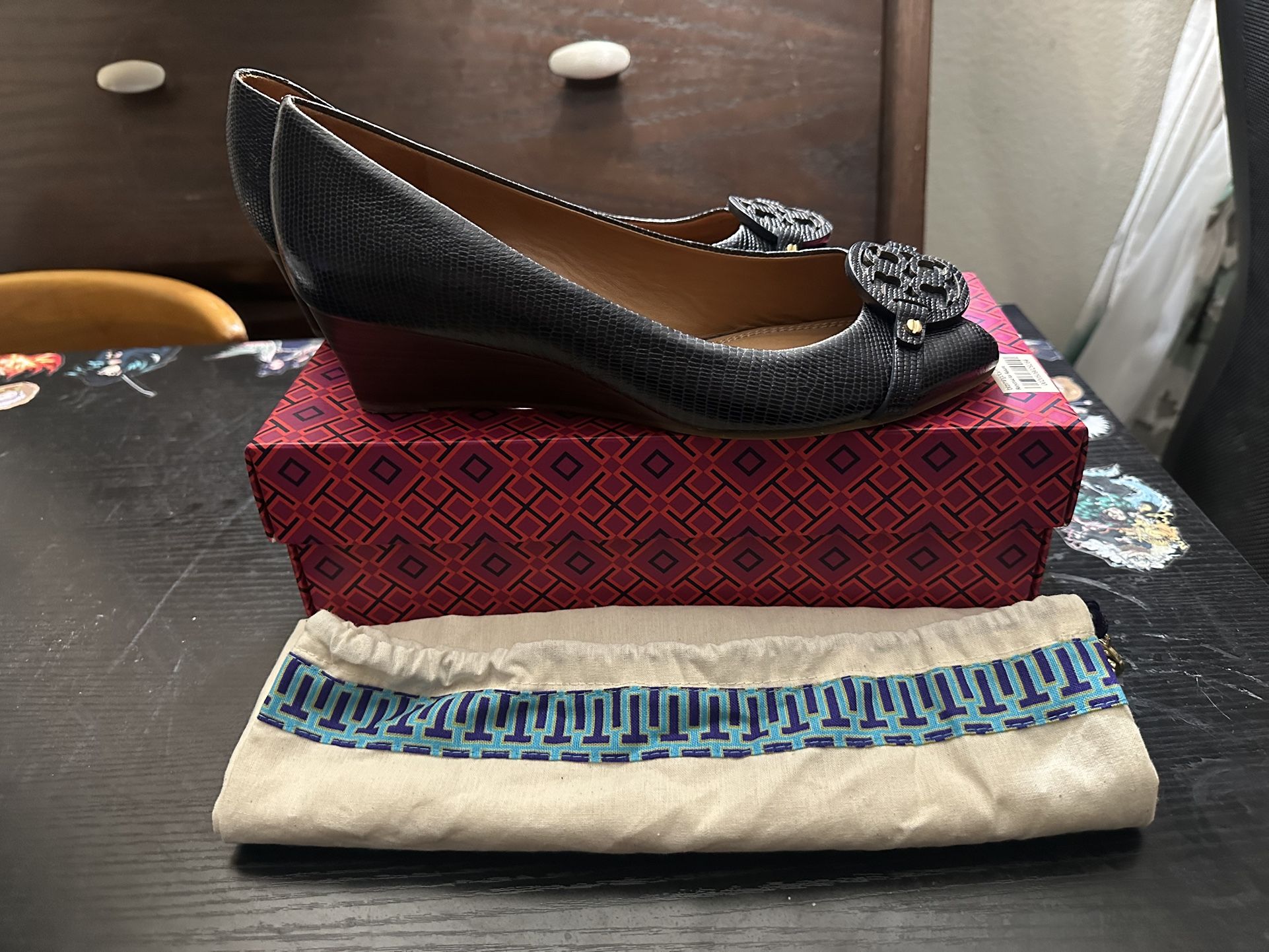 Tory Burch Navy Blue Wedges Size 11.5 