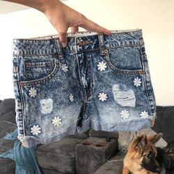 Flower Jean Shorts