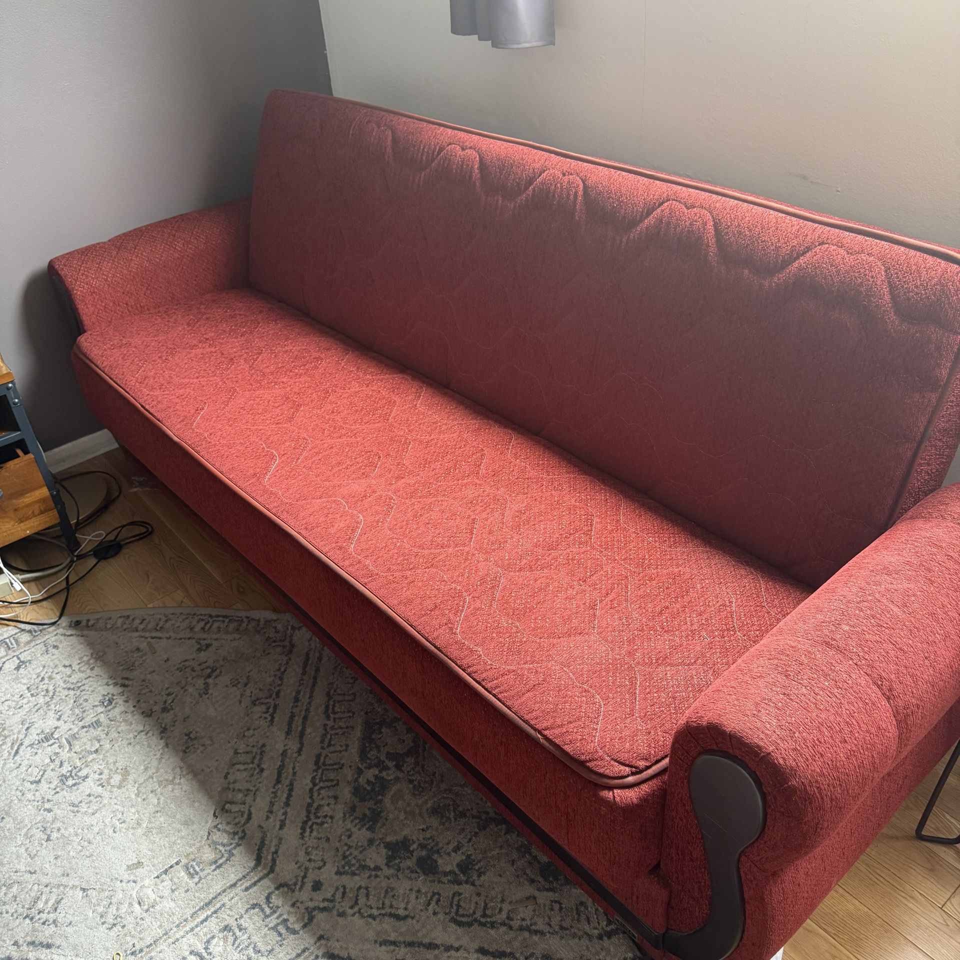 Antique Large Red Futon with Storage