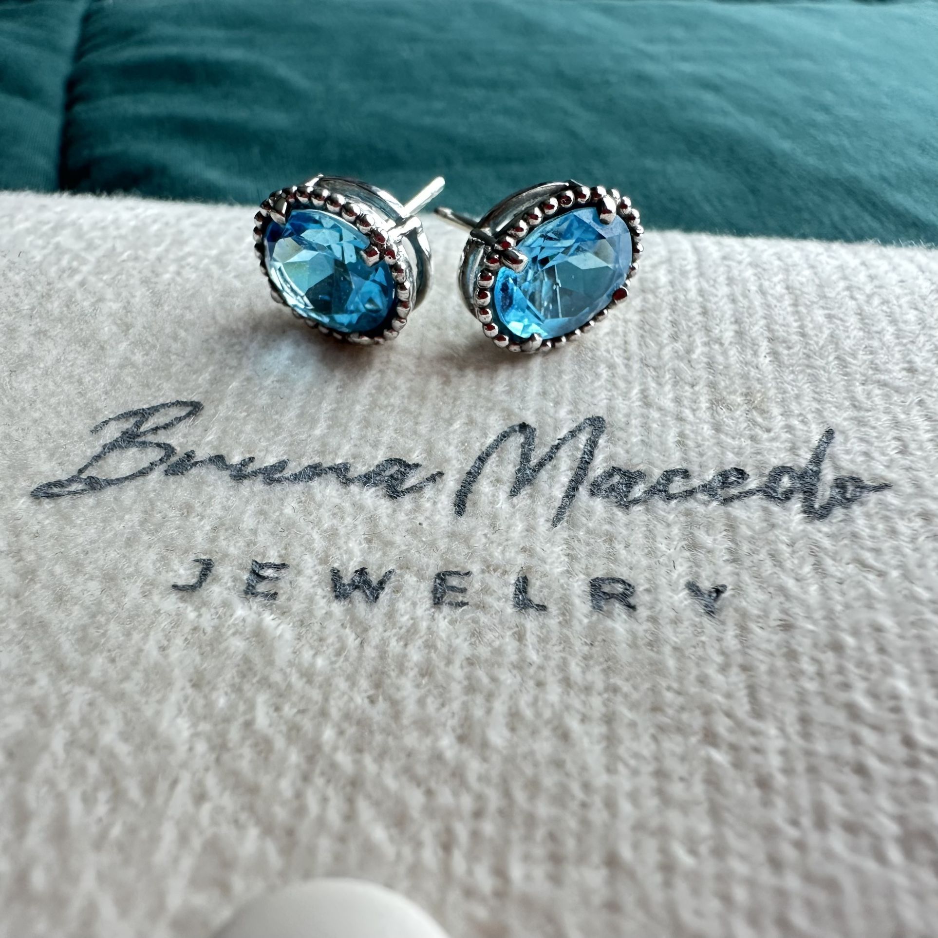 Swiss Topaz Earrings with Silver And white Gold