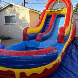 red and blue Water Slide  Jumpers 