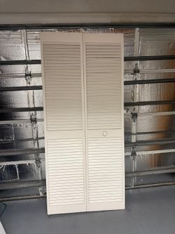 (1) 36x79” Plantation Louvered Solid Core, 2" Slats, Primed White Wood, Closet BiFold Door