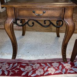 Beautiful Wood End Side Table Drawer 