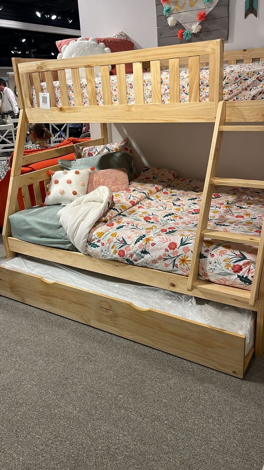 Bartly Natural Pine Twin/Full Bunk Bed With Twin Trundle$10 Down Payment And Financing Available