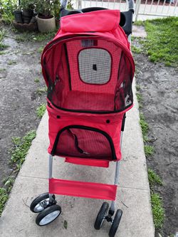 Red  Dog Stroller 4 Wheeler Push Cart For Pets Brand New FIRM PRICE Thumbnail