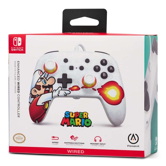 Enhanced Wired Controller for Nintendo Switch - Fireball Mario