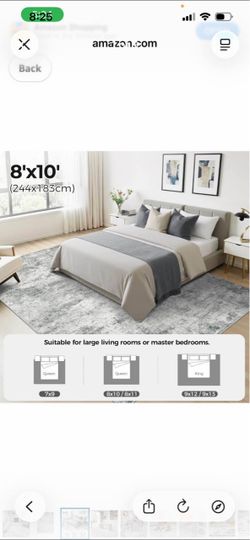 8x10 Area Rugs for Living Room Washable Abstract Rug Grey for Bedroom Under Dining Table, Modern Soft Neutral Low Pile Non-Slip, Stain Resistant, Kid 