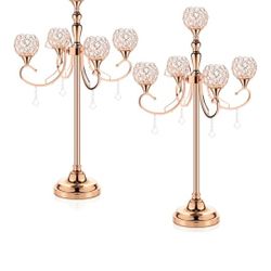 Gold Chandelier 5 Crystal Beaded Center Pieces