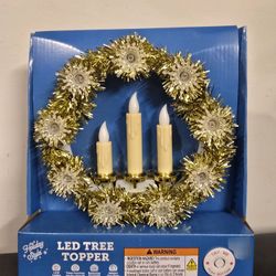 Vintage Holiday Style 12 Light Tree Topper Gold Lighted Candles