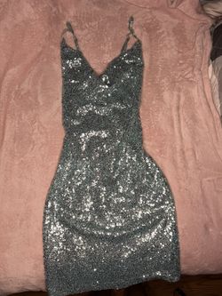 blue sequins dress