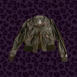 Black Faux Leather Bomber Jacket