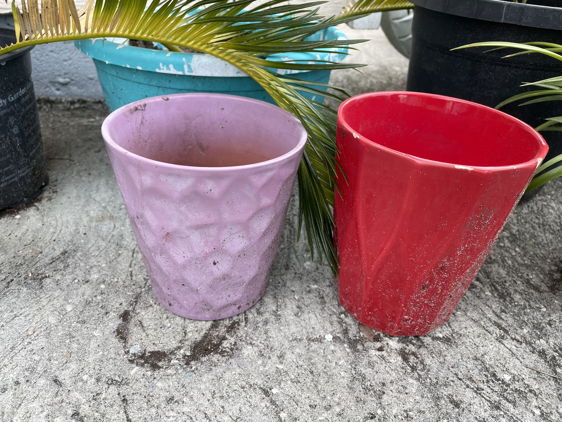 2 Ceramic Plant Pots 6” Tall By 5” Diameter 