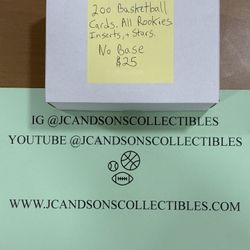 200 NBA Basketball Trading Cards. All Rookies, Inserts, And Star Cards. No Base