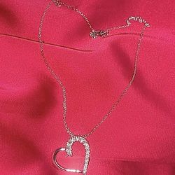 Sterling Silver And Cubic Zirconia Heart Pendant on 18" Sterling Silver Chain
