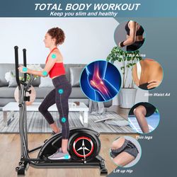 SKONYON Home Gym Elliptical Exercise Machine w 8 Magnetic Resistance Levels 265lb Cap