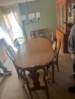 Thomasville Wood Dining Table with Six Chairs