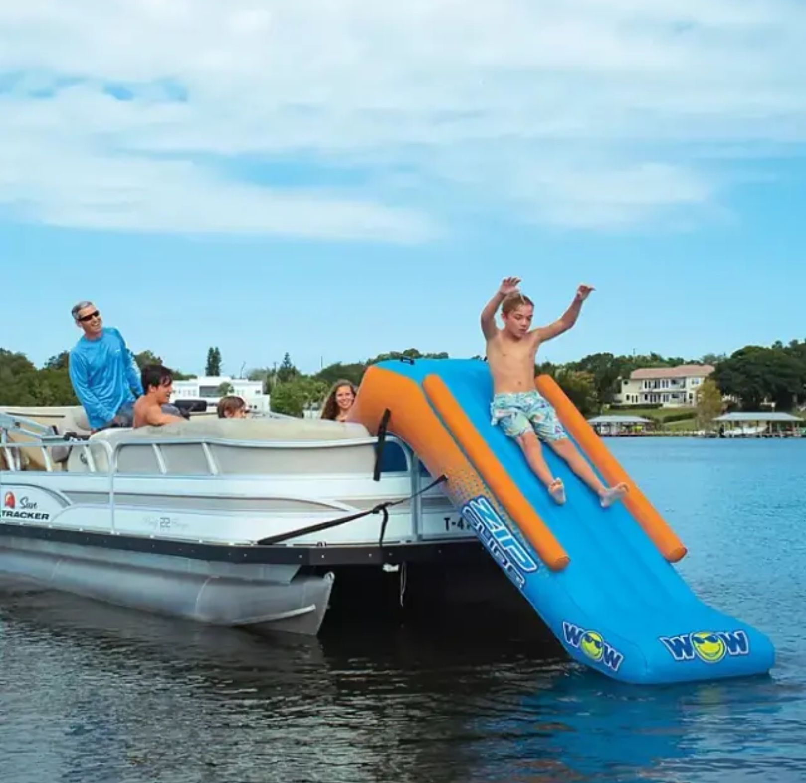 WOW Sports Large Inflatable Zip Slide for Pontoon Boats - Outdoor fun