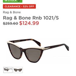 Rag & Bone RNB1021/S Sunglasses Women's Havana/White/Brown Cat Eye 55-17-145