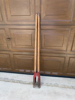 Vintage Manual Post Hole Digger with Wooden Handles