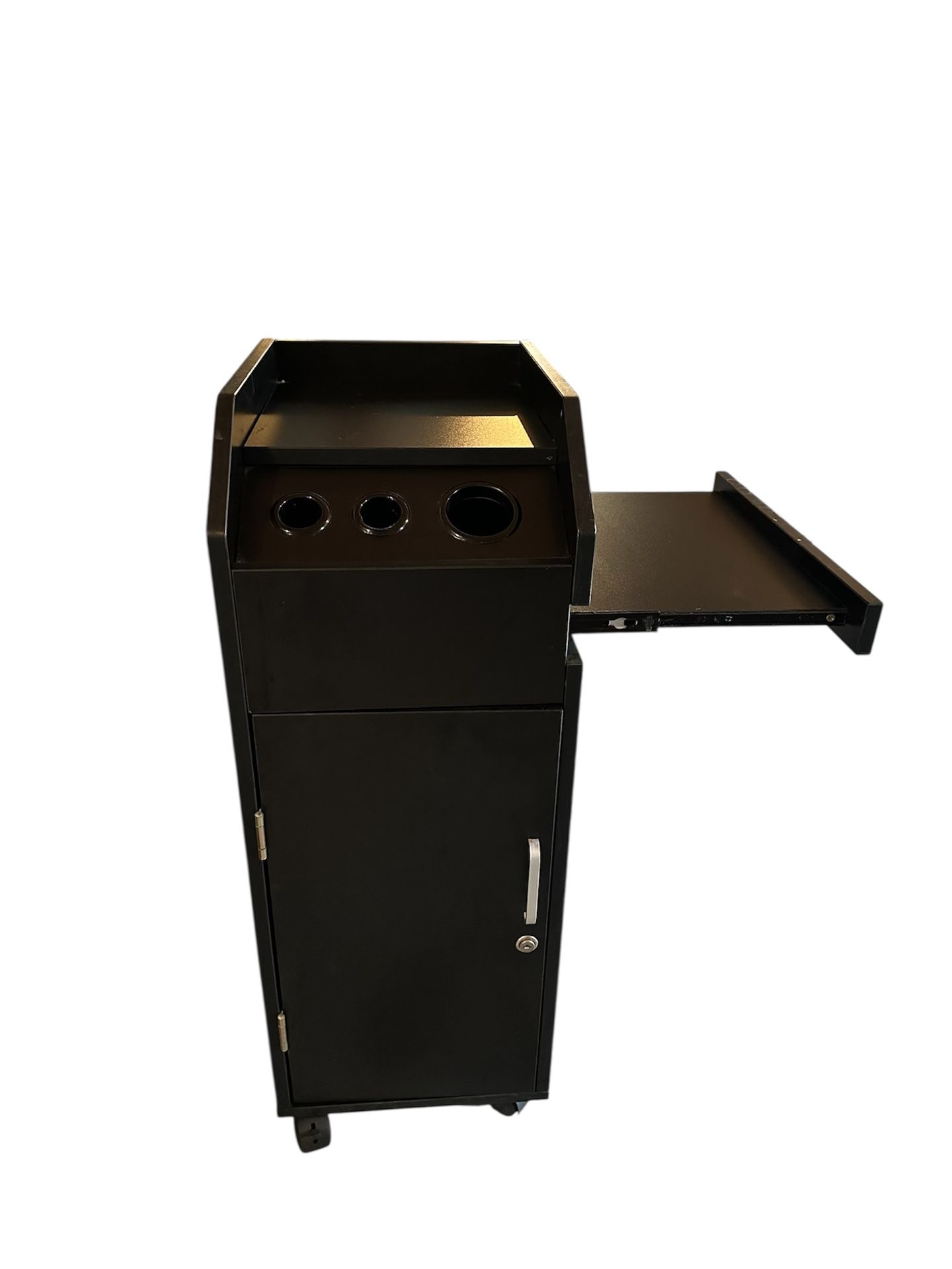 GlimmerGrove Trolley Cart for Hair Salon Station,Hair Salon Storage Cart with Wheels & 3 Hair Dryer Holders & 4 Drawers & Lock & 2 Keys, Hairdressing