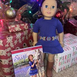 American Girl Doll Saige and Paperback Book