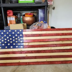 Wood America  Flag Handmade 